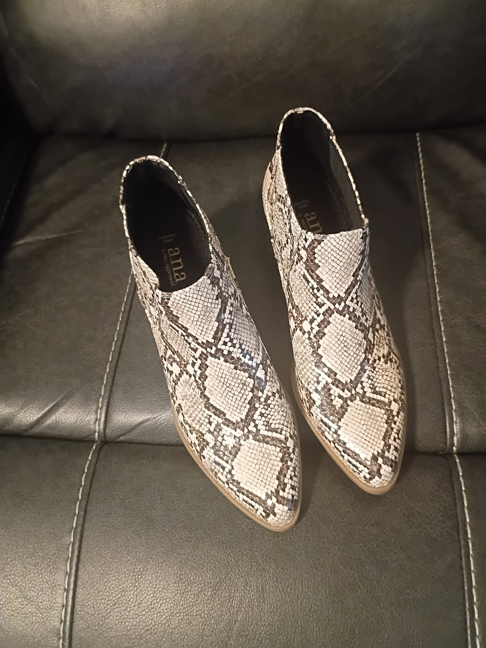 a.n.a Snake Print Ankle Booties in Beige and Brown